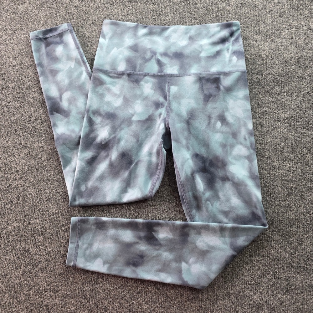 Athleta Elation Leggings High Rise Tie Dye Watercolor Blue Gray XS Yoga Tights